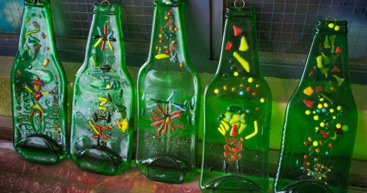 Photo recycled glass bottle pendants